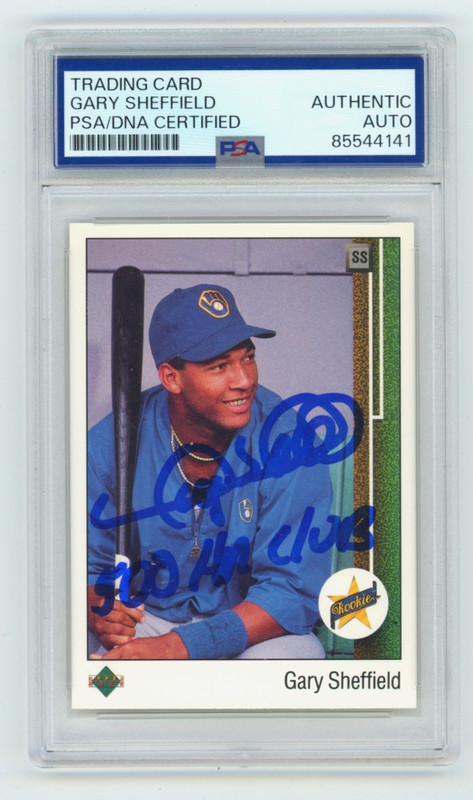 Gary Sheffield 1989 Upper Deck #13 Signed Rookie RC w/ 500 HR Club Insc PSA Auto
