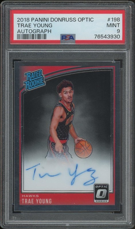 2018/19 Donruss Optic Basketball #198 Trae Young Rated Rookie Auto PSA 9 (MINT)