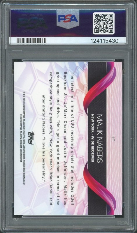 2024 Topps Chrome Malik Nabers Helix Superfractor 1/1 PSA 6 view 2