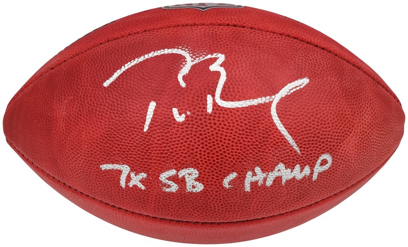 Tom Brady Auto Official NFL Leather Football Patriots 7x SB Champ Fanatics Holo view 2
