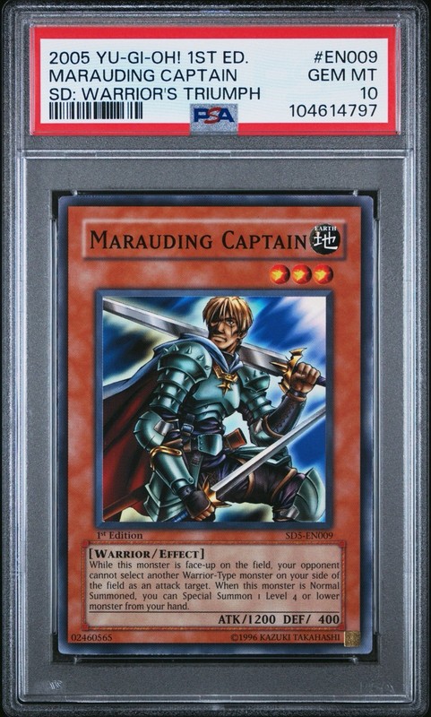 2005 YU-GI-OH! 1ST ED. MARAUDING CAPTAIN SD: WARRIOR'S TRIUMPH PSA 10 POP 1
