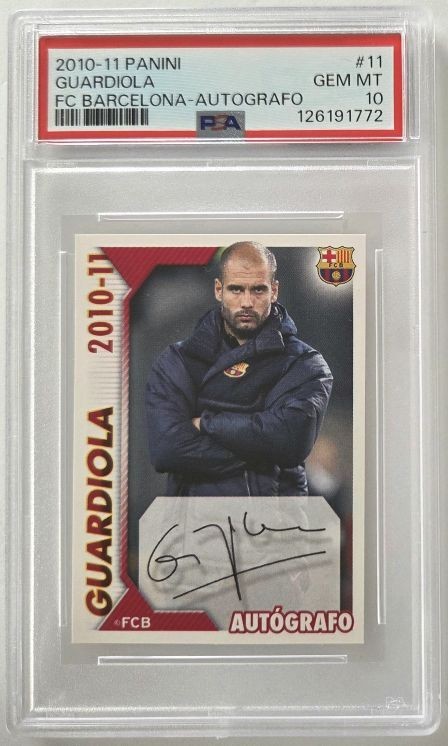 2010-11 Panini Guardiola FC Barcelona Autografo #11 PSA 10