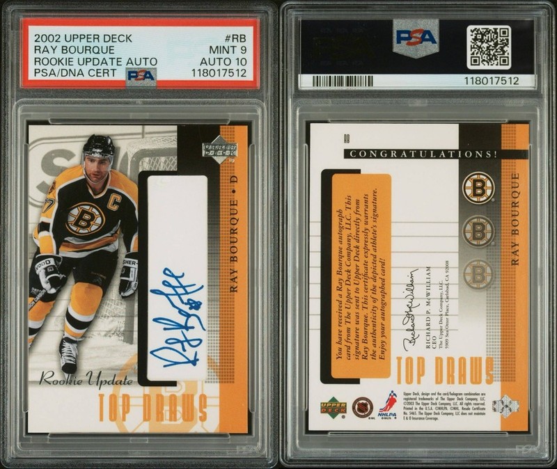 RAY BOURQUE 2002 UPPER DECK ROOKIE UPDATE AUTO RARE BRUINS PSA 9 AUTO 10 POP 1
