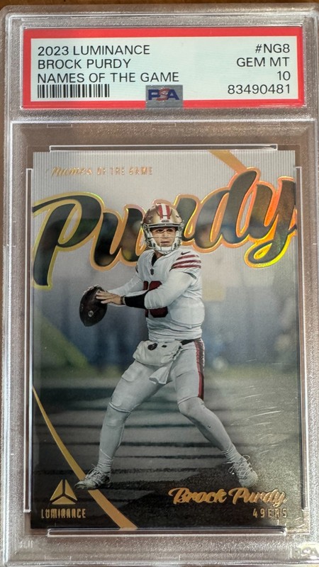 Brock Purdy 2023 Luminance Names of the Game SSP PSA 10 Case Hit NG-8 Gem Mint