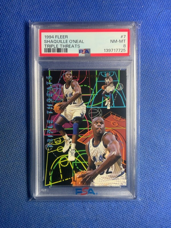1994 Fleer Shaquille O'Neal Triple Threats #7 PSA 8 Orlando Magic HOF