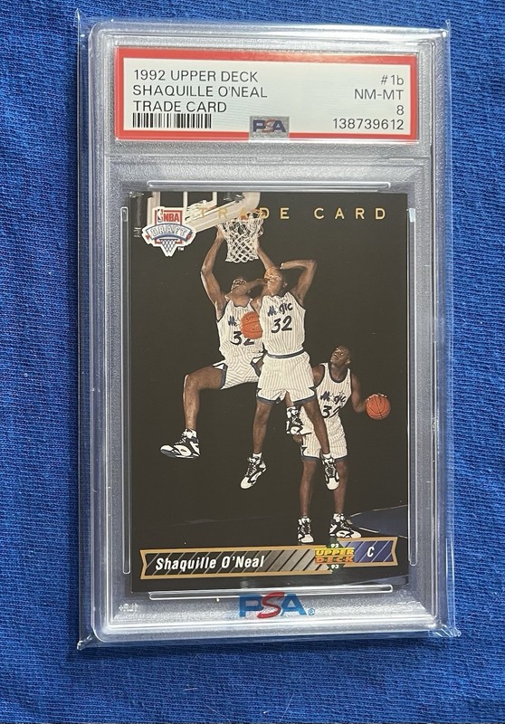 SHAQUILLE O'NEAL 1992 UPPER DECK TRADE CARD RC HOF PSA 8