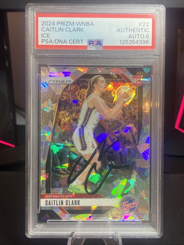 2024 Prizm Caitlin Clark Cracked Ice Rookie PSA Authentic Auto #22 (RC) view 2