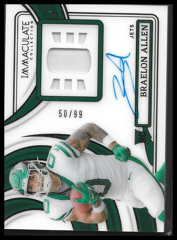 2024 Panini Immaculate Collection Braelon Allen RPA /99 Rookie Patch Auto Jets