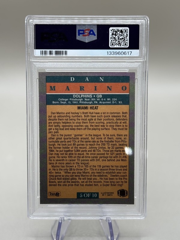 1991 FLEER PRO VISIONS DAN MARINO CARD # 5 PSA 8 fresh grade view 2