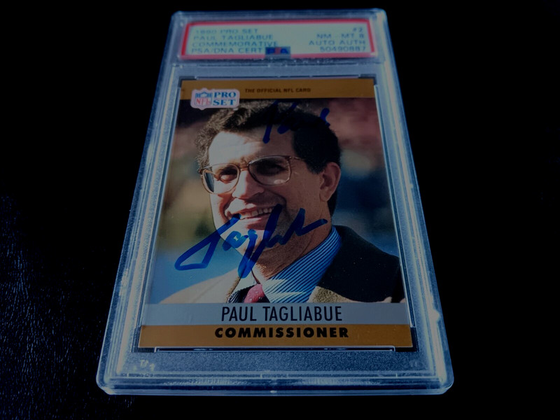 1990 Pro Set Football PSA 8 Autographed Paul Tagliabue HOF Rookie Auto PSA/DNA