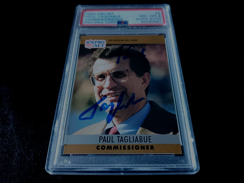 1990 Pro Set Football PSA 8 Autographed Paul Tagliabue HOF Rookie Auto PSA/DNA view 2