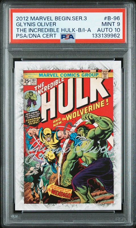 GLYNIS OLIVER 2012 UD MARVEL BEGINNINGS 3 BREAKTHROUGH AUTO  PSA 9/10 POP 1 JG