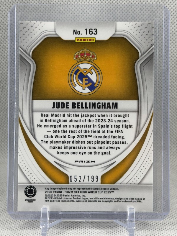 2025 Panini Prizm FIFA Club World Cup Prizms Red #163 Jude Bellingham 052/199 view 2
