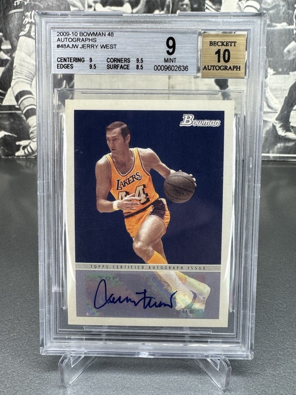 Jerry West 2009 Bowman ‘48 Autographs #48A-JW Logoman Pose Lakers BGS 9 Auto 10