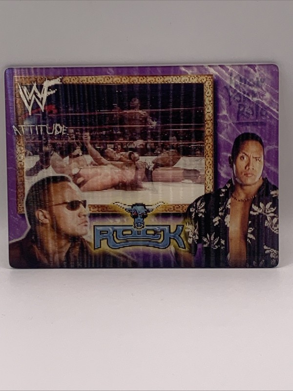 VTG 1999 WWF Attitude The Rock Dwayne Johnson Lenticular Collectors Card Rare