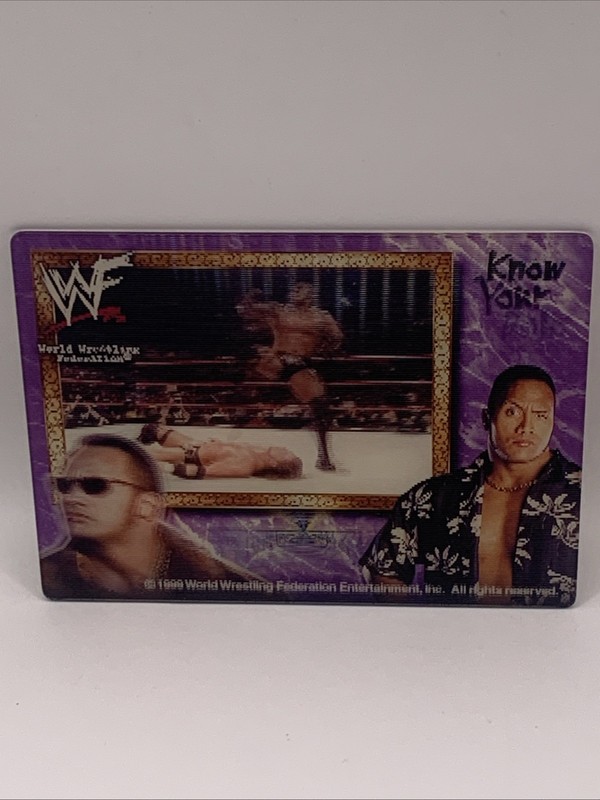 VTG 1999 WWF Attitude The Rock Dwayne Johnson Lenticular Collectors Card Rare view 2