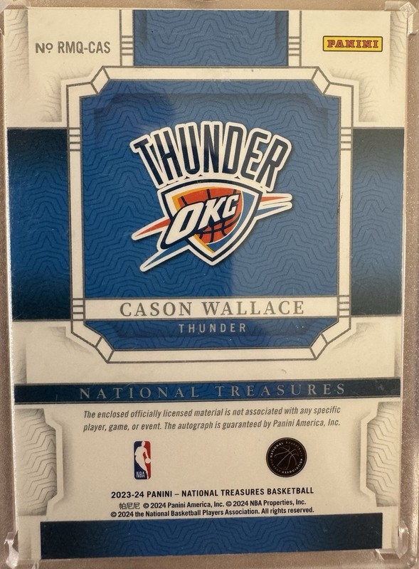 Panini 2024 Cason Wallace National Treasures ROOKIE Quad Patch Auto /99! view 2