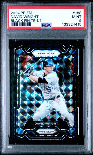 2024 DAVID WRIGHT METS 1/1 PSA 9 PANINI PRIZM BLACK FINITE CARD #188