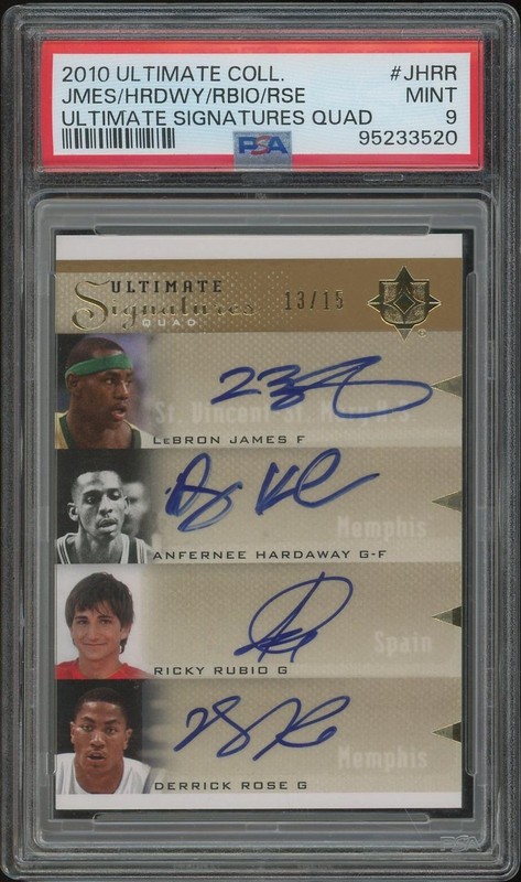 2010/11 Ultimate LeBron James Anfernee Hardaway Rubio Rose Auto #13/15 PSA 9