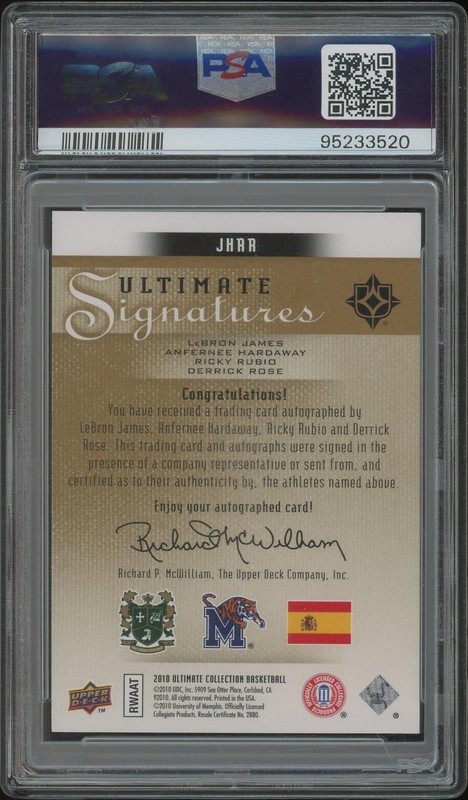 2010/11 Ultimate LeBron James Anfernee Hardaway Rubio Rose Auto #13/15 PSA 9 view 2