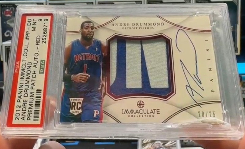 2012 Immaculate Andre Drummond RC /25 Game Worn Patch Auto PSA-9 Pop 1  Pistons 