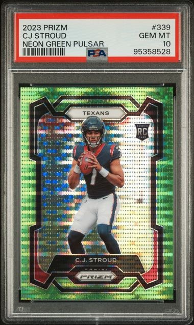 2023 Panini Prizm CJ Stroud NEON GREEN PULSAR RC Rookie Card 339 PSA 10 Pop=849*