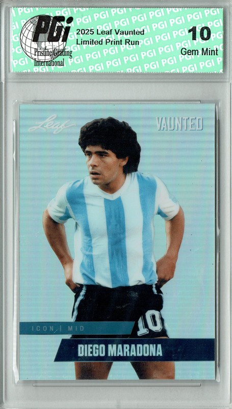 Diego Maradona 2025 Leaf Vaunted Metal #VM-02 Silver 25 Made Rare Card PGI 10