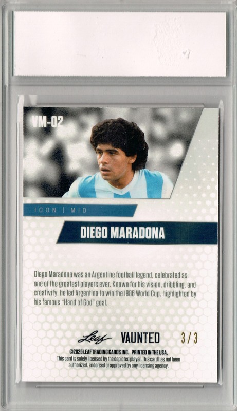 Diego Maradona 2025 Leaf Vaunted Metal #VM-02 Orange 3 Made Rare Card PGI 10 view 2