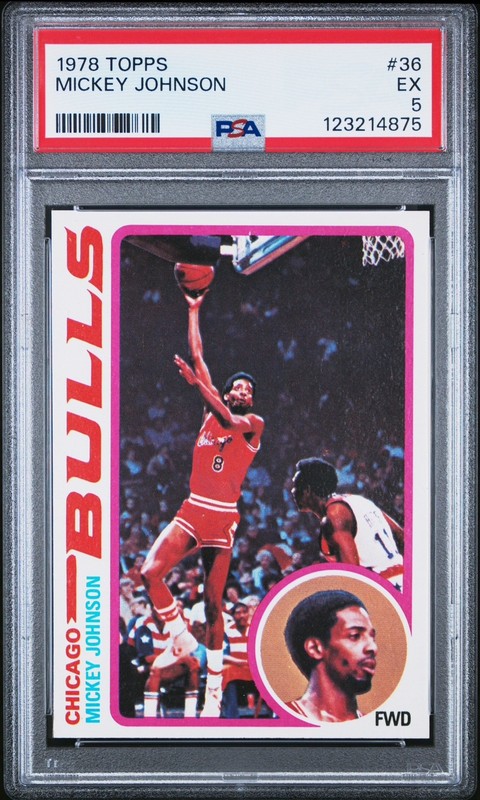 vintage PSA 5 - TOPPS 1978 MICKEY JOHNSON BASKETBALL CARD #36 - CHICAGO BULLS