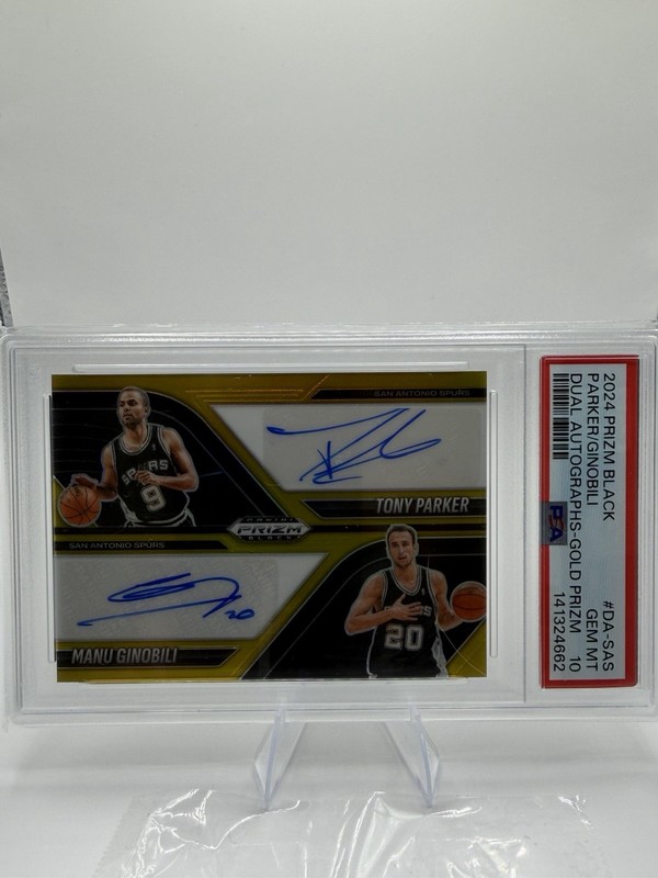 TONY PARKER MANU GINOBILI 2024-25 PRIZM BLACK DUAL GOLD AUTO 01/10 PSA 10 Q2754