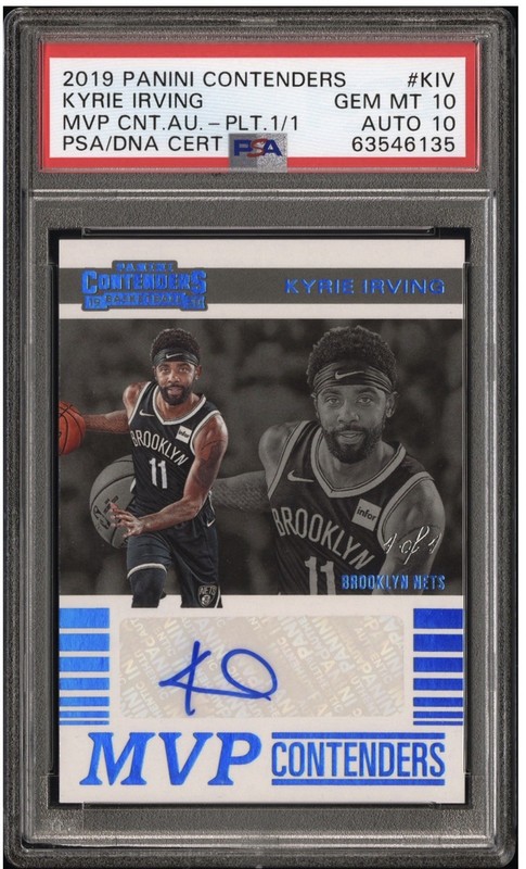 2019-20 Panini Contenders Kyrie Irving MVP Auto Platinum 1/1 PSA 10/10