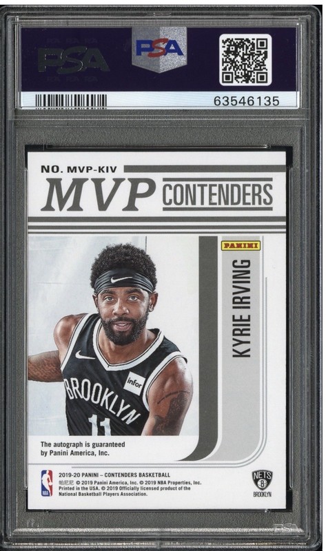 2019-20 Panini Contenders Kyrie Irving MVP Auto Platinum 1/1 PSA 10/10 view 2