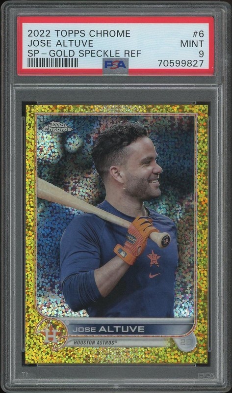2022 Topps Chrome #6 Jose Altuve Gold Speckle Refractor #10/50 PSA 9 (MINT)