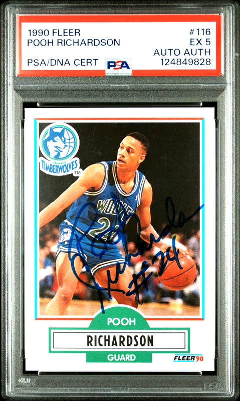 Pooh Richardson Autographed 1990 Fleer Basketball Rookie Wolves NBA AUTO PSA DNA