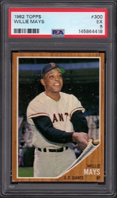 1962 Willie Mays Topps Baseball Card #300 Graded PSA 5 Excellent (EX)
