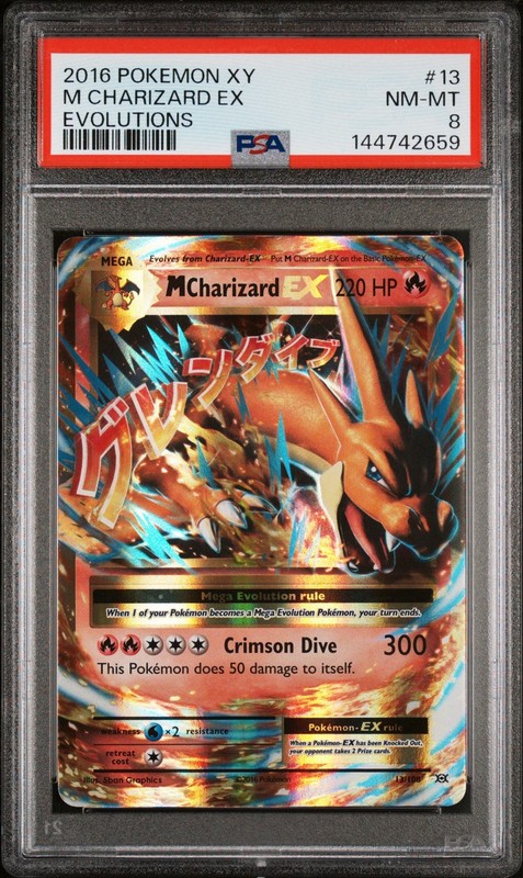2016 POKEMON XY EVOLUTIONS #13 M CHARIZARD EX PSA 8
