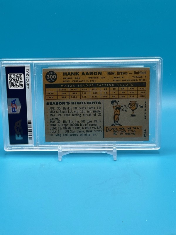 1960 Topps #300 Hank Aaron PSA 4 CENTERED view 2