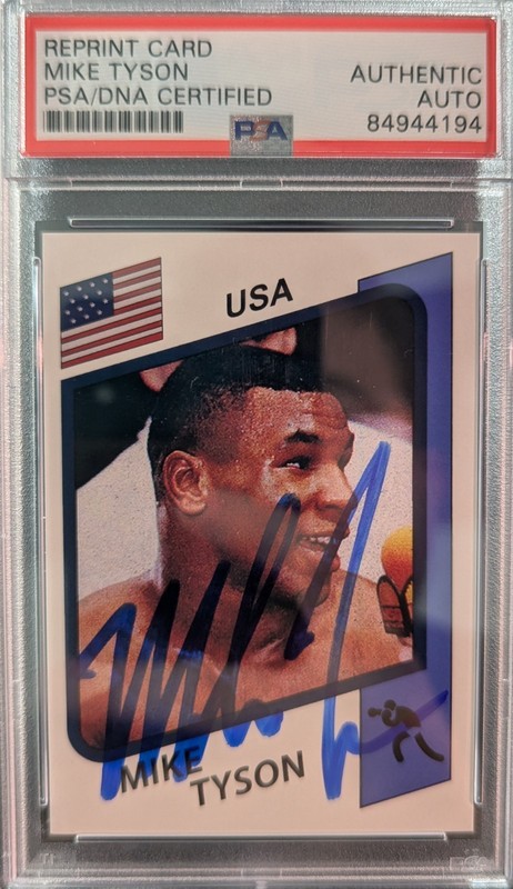 Mike Tyson Authentic Auto Reprint Trading Card PSA/DNA COA
