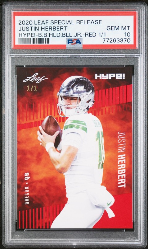 PSA 10 GEM-MT Justin Herbert 2020 Leaf Hype #27 Rookie Card Red Blank Back #1/1