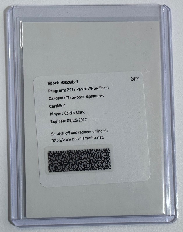 2025 Panini WNBA Prizm Caitlin Clark Throwback Signatures Auto Redemption