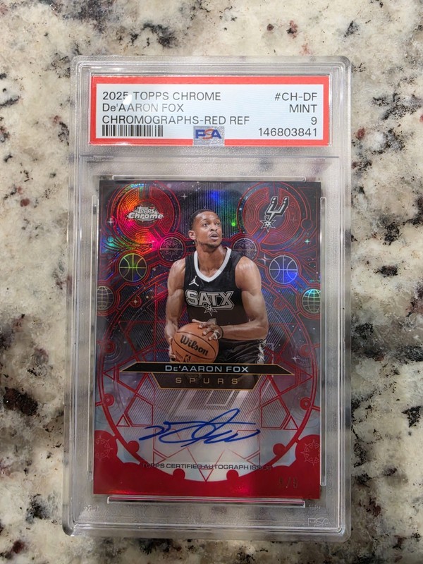 2025-26 Topps Chrome Chromographs  #CH-DF De’Aaron Fox Auto Spurs /5  PSA 9