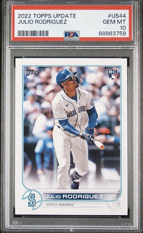 Topps 2022 Update Julio Rodriguez Seattle Mariners #US44 RC PSA 10 Vertical