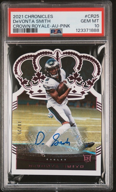 Devonta Smith 2021 Crown Royale Pink Auto #/25 PSA 10 (POP 2)