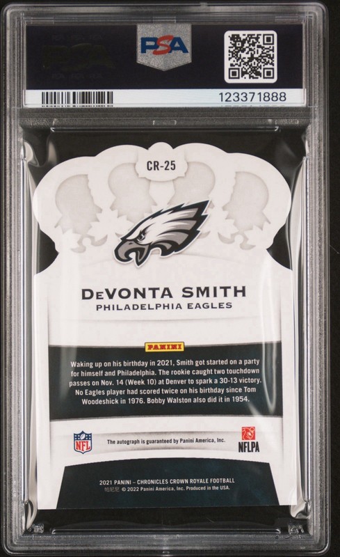 Devonta Smith 2021 Crown Royale Pink Auto #/25 PSA 10 (POP 2) view 2