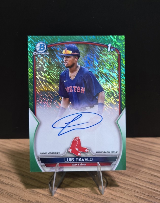 2023 Bowman Chrome Prospect Green Grass Refractor /99 Luis Ravelo Auto