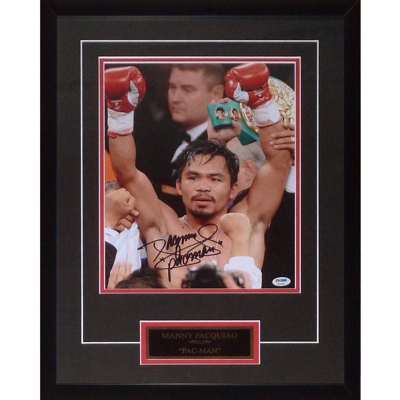 Manny Pacquiao Autographed Boxing Deluxe Framed 11x14 Photo with Nameplate - PSA
