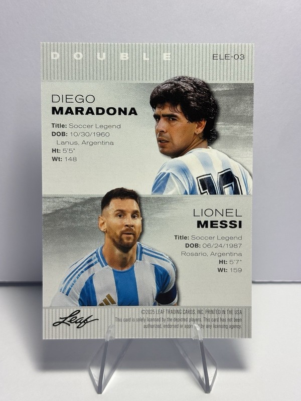 LIONEL MESSI 2025 LEAF "SPECIAL RELEASE" LEGENDS EDITION #ELE-03 SOCCER CARD view 2