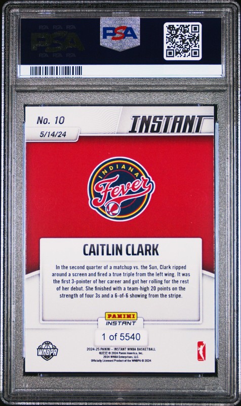 PSA 10 Caitlin Clark 2024 Panini Instant #10 WNBA Debut! Fever Rookie Card view 2