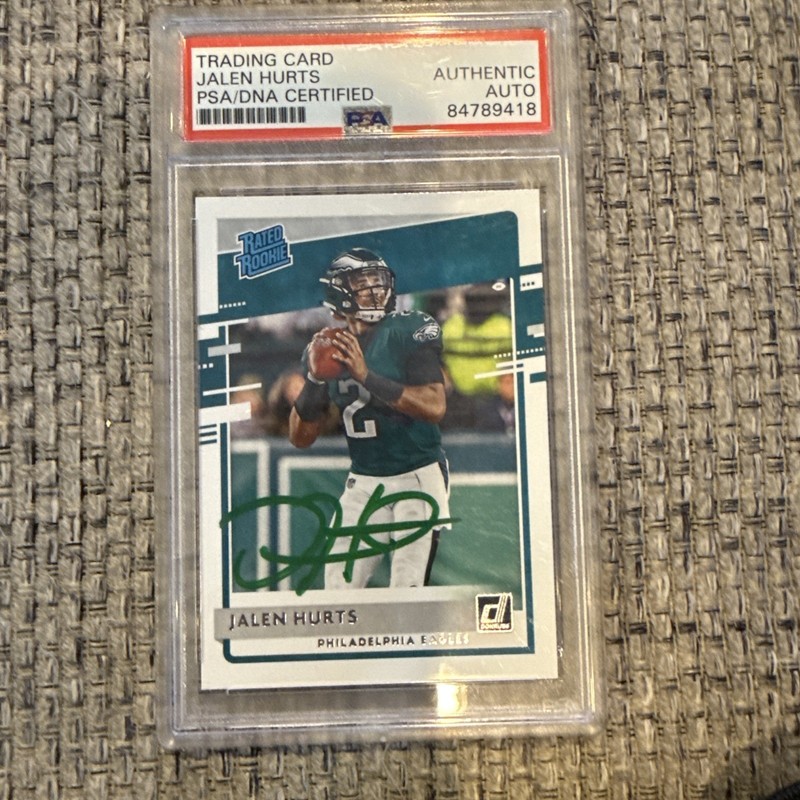 2020 Donruss Rookie Jalen Hurts PSA/DNA Auth. Color Match Auto Eagles RC #314 