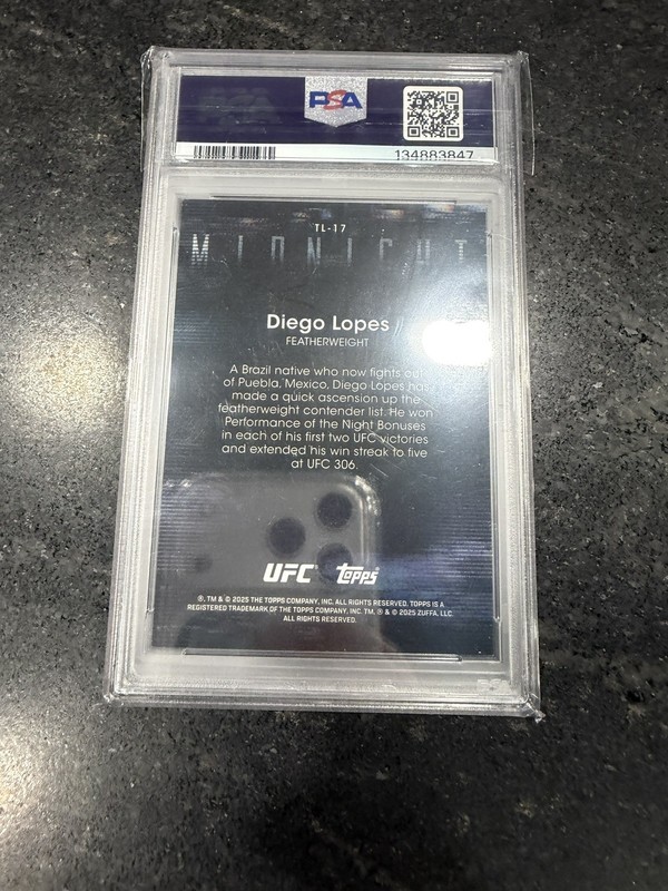 2025 Topps Midnight UFC Diego Lopes /5 Twighlight Daybreak PSA 9  view 2